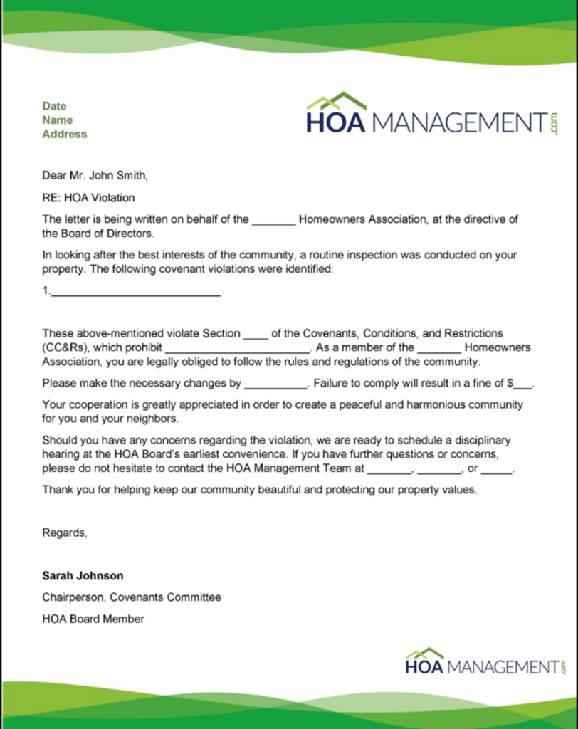 hoa-violation-letter-template